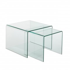 SIDE TABLE CL SET OF 2 CLEAR GLASS     - CAFE, SIDE TABLES
